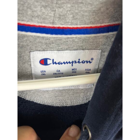 Champion Script Logo Hoodie 2XL Navy Blue Pullover Excellent Condition - Picture 5 of 6